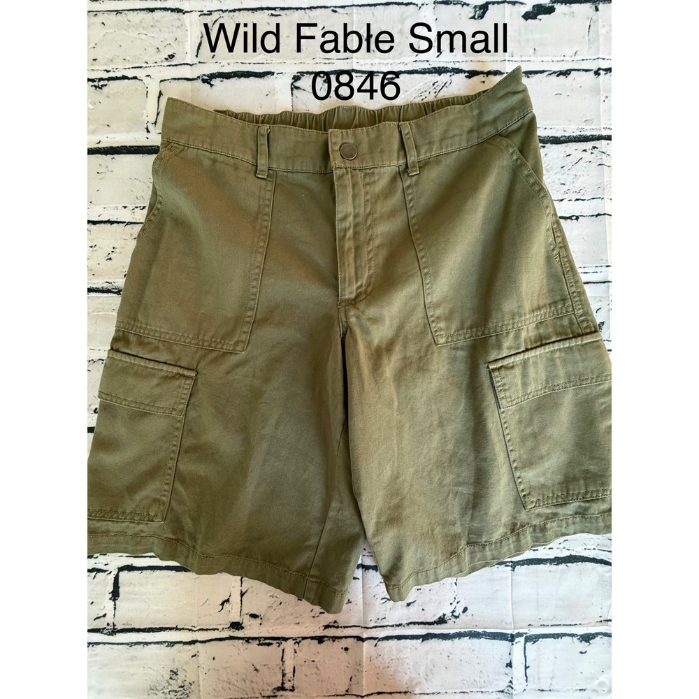 Wild Fable Olive Green Cargo Utility Shorts Womens Small High Rise Elastic Waist